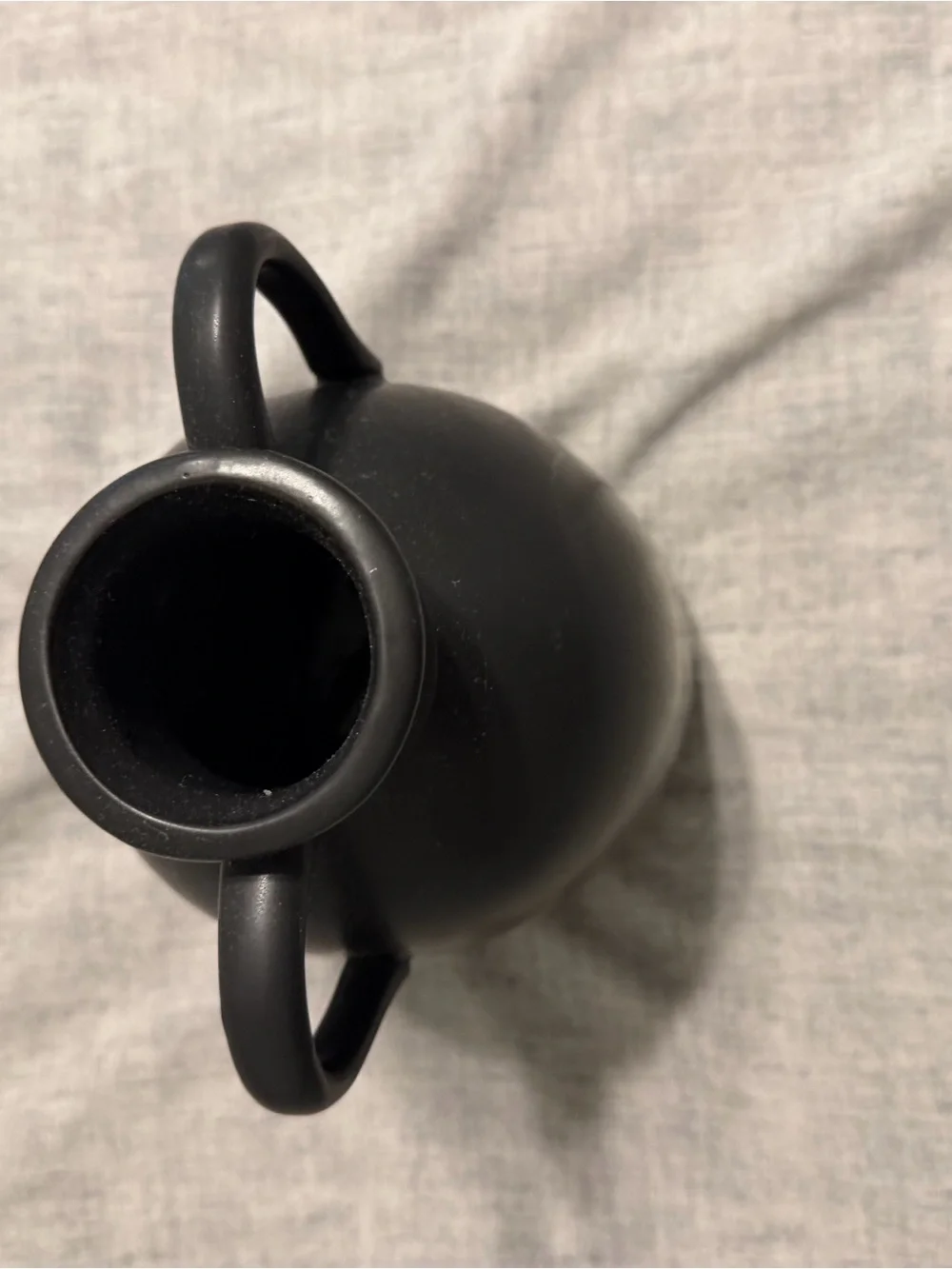 Matte Black Double-Handled Ceramic Vase
